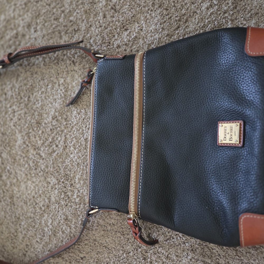 Dooney & Bourke Black and Brown Leather Crossbody Bag